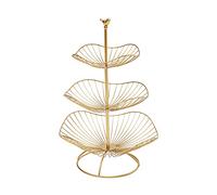 LoyaltyClivia Frutero de metal de 3 pisos, cesta de frutas con fruta, frutero de pie, cesta de verduras, almacenamiento, para frutas, verduras, aperitivos, color dorado