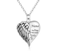 Loybora Collar con urna de cremación de corazón, joyería para mujeres y hombres, grabado con texto en inglés "Your Wings were Ready but My Heart was Not Angel Wings Memoriales", regalo para miembros