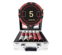 LOYCHIP Juego de póquer con fichas numeradas de 600 piezas para juego de mesa, 11,5 g de peso con cartas para Texas Hold'em, juegos de blackjack, juegos de póquer nocturno