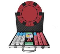 LOYCHIP Juego de póquer de 500 piezas con funda de transporte de aluminio y fichas de peso profesional de 11,5 g, 2 barajas más 5 dados de póquer impermeables, kit de póquer de casino