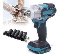 LOYEMAADE Juego de destornilladores de impacto con batería, 1/2", 520 Nm, 18 V, llave de impacto con 6 casquillos, 22 mm, 21 mm, 20 mm, 19 mm, 17 mm, 6,5 mm