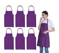 LOYHUANG Total 8 PCS Plain Color Babero Delantal para Adulto Mujer Unisex Durable cómodo con 2 Bolsillos Frontales Lavable Chef para cocinar Hornear Cocina Restaurante Manualidades
