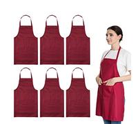 LOYHUANG Total 8 PCS Plain Color Babero Delantal para Adulto Mujer Unisex Durable cómodo con 2 Bolsillos Frontales Lavable Chef para cocinar Hornear Cocina Restaurante Manualidades