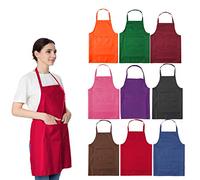 LOYHUANG Total 8 PCS Plain Color babero delantal para adulto mujer unisex durable cómodo con 2 bolsillos frontales lavable Chef para cocinar hornear cocina restaurante manualidades