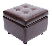 LOYKZCT Reposapiés de Cuero sintético de Lujo con Forma de Cubo, puf Cuadrado for Sala de Estar y Dormitorio (marrón)(Brown)