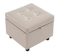 LOYKZCT Reposapiés de Cuero sintético de Lujo con Forma de Cubo, puf Cuadrado for Sala de Estar y Dormitorio (marrón)(Creamywhite)