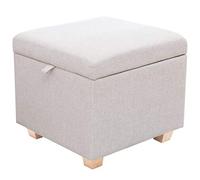 LOYKZCT Reposapiés Grande con Forma de Cubo, puf tapizado con Funda de Tela de Lino (Gris B2)(Beigec1)
