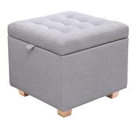 LOYKZCT Reposapiés Grande con Forma de Cubo, puf tapizado con Funda de Tela de Lino (Gris B2)(Greyb2)