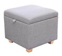 LOYKZCT Reposapiés Grande con Forma de Cubo, puf tapizado con Funda de Tela de Lino (Gris B2)(Greyc2)