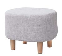 LOYKZCT Reposapiés otomano Reposapiés Taburete Puf Acolchado Moderno Hogar Sala de Estar Dormitorio Asiento Ovalado con Funda de Lino extraíble 4 Patas de Madera de Haya (Azul)(Gray)