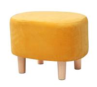 LOYKZCT Reposapiés otomano Reposapiés Taburete Puf Acolchado Moderno Hogar Sala de Estar Dormitorio Asiento Ovalado con Funda de Lino extraíble 4 Patas de Madera de Haya (Azul)(Byellow)
