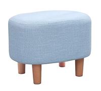 LOYKZCT Reposapiés otomano Reposapiés Taburete Puf Acolchado Moderno Hogar Sala de Estar Dormitorio Asiento Ovalado con Funda de Lino extraíble 4 Patas de Madera de Haya (Azul)(Blue)