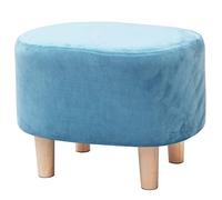 LOYKZCT Reposapiés otomano Reposapiés Taburete Puf Acolchado Moderno Hogar Sala de Estar Dormitorio Asiento Ovalado con Funda de Lino extraíble 4 Patas de Madera de Haya (Azul)(Bblue)