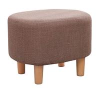 LOYKZCT Reposapiés otomano Reposapiés Taburete Puf Acolchado Moderno Hogar Sala de Estar Dormitorio Asiento Ovalado con Funda de Lino extraíble 4 Patas de Madera de Haya (Azul)(Abrown)