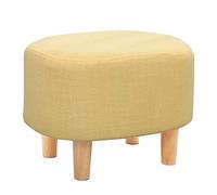 LOYKZCT Reposapiés otomano Reposapiés Taburete Puf Acolchado Moderno Hogar Sala de Estar Dormitorio Asiento Ovalado con Funda de Lino extraíble 4 Patas de Madera de Haya (Azul)(Ayellow)