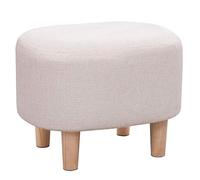 LOYKZCT Reposapiés otomano Reposapiés Taburete Puf Acolchado Moderno Hogar Sala de Estar Dormitorio Asiento Ovalado con Funda de Lino extraíble 4 Patas de Madera de Haya (Azul)(Beige)