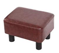 LOYKZCT Reposapiés pequeño de Piel sintética, Taburete otomano, puf Acolchado, Asiento Rectangular, Silla con Patas de Madera (Gris)(Brown)