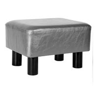 LOYKZCT Reposapiés pequeño de Piel sintética, Taburete otomano, puf Acolchado, Asiento Rectangular, Silla con Patas de Madera (Gris)(Gray)