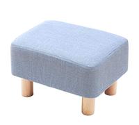 LOYKZCT Reposapiés Reposapiés Taburete Otomano Puf Acolchado Asiento Rectángulo Silla con Patas de Madera de Haya y Funda de Lino Desmontable (Azul)(Blue)