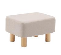 LOYKZCT Reposapiés Reposapiés Taburete Otomano Puf Acolchado Asiento Rectángulo Silla con Patas de Madera de Haya y Funda de Lino Desmontable (Azul)(Beige)