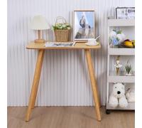 loyliawa Escritorio para computadora, escritorio de oficina simple, escritorio de estudio de oficina en casa de estilo nórdico, mesa de escritura de madera, escritorio pequeño con borde ergonómico,