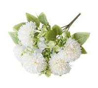 loyliawa Flores Artificiales, Flores Falsas, Plantas Artificiales de Interior, Ramo crisantemo Bola imitación, Seda sintética, Falsas realistas para el hogar, Boda, Oficina, Fiesta en Blanco