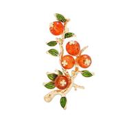 loyliawa Impresionante broche de joyería, exquisito pin en forma de caqui, aspecto vívido, artesanía fina, esmaltado, traje de solapa, ramillete, Metal, Piedra secundaria