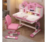 loyliawa Juego de escritorio y silla para niños, escritorio para niños, escritorio de estudio de altura ajustable, juego de sillas de escritorio ampliadas con cajones y almacenamiento, escritorio con