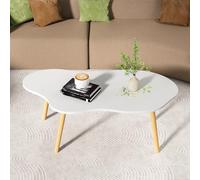 loyliawa Mesa de café, mesas de centro para sala de estar, mesa de centro pequeña, mesa de té moderna de mediados de siglo, mesa de centro minimalista con forma de nube (blanco, 80 cm)