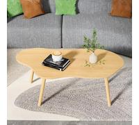 Loyliawa - Mesa de centro de siglo, moderna para sala de estar, pequeña y minimalista en forma de nube (color madera, 80 cm)