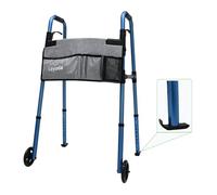 Loyoda Andador médico plegable de 5 pulgadas con rueda delantera ligera con bolsa de almacenamiento y deslizadores de esquís, altura ajustable, de aluminio, compacto, estándar, para personas mayores