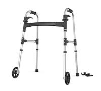 Loyoda Andador plegable con deslizadores de esquí de 5 pulgadas, rueda delantera médica, ligera, altura ajustable, de aluminio, compacto, estándar, para personas mayores, discapacitados y adultos