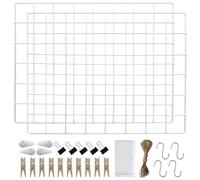 LOYONAL Rejilla metálica decorativa para pared, tablero de notas, rejilla decorativa, rejilla para fotos, pared de metal, paquete de 2 unidades