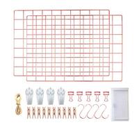 LOYONAL Rejilla para pared de color oro rosado, rejilla de metal decorativa, juego de 2 unidades multifuncionales, para notas, color oro, 42 × 31 cm