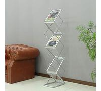 Loywe Expositor de folletos de aluminio/Plexiglás 6xA4 Soporte para folletos plegable catálogos de suelo con bolsa de transporte LW3524