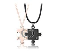 LOZTBUE 1 par de collar puzzle alma gemela, regalo romántico para parejas, unisex, collar en forma de corazón, regalo de San Valentín y cumpleaños