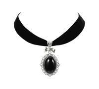 LOZTBUE 1 Pieza Collar de Traje Tradicional Collar de Diamantes Góticos Negros para Mujer Collar Gótico Ajustable Collar de Terciopelo Vintage con Colgante Joyas para Halloween Cosplay