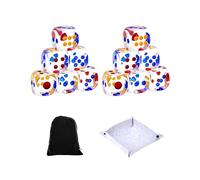 LOZTBUE 10 Piezas Dados Transparentes de 6 Caras 14mm con Bandeja de Fieltro Bolsa de Terciopelo Negro para Juegos de Mesa Dados para Enseñanza Matemáticas y Fiestas(transparente)