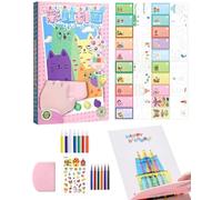 LOZTBUE 1pcs dibujos de arco iris para rascar, universal 35 unid. de dibujos de arco iris para rascar para niños,dibujos de puntos de arco iris para rascar con pinceles de acuarela