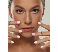 LOZTBUE 24 piezas de uñas artificiales cortas y brillantes de mármol blanco francés, uñas postizas, uñas adhesivas con pegamento para uñas, uñas postizas para mujeres y niñas