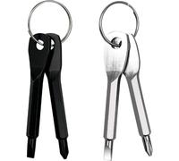 LOZTBUE 4pcs juego de destornilladores, destornillador pequeño, EDC mini destornillador Phillips de cabeza plana con llavero, regalo para hombres (negro y plata)