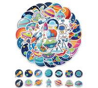 LOZTBUE 50 Pegatinas De Espacio De Dibujos Animados, Pegatinas Creativas De Graffiti, Calcomanías para Niños, Decoraciones De Cuadernos, Botellas De Agua, Fundas para Teléfonos Móviles