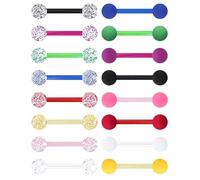 LOZTBUE Kit de pasadores de lengua de 16 piezas, pasadores de lengua de acero quirúrgico, varillas de pasadores de lengua, bolas surtidas, pasadores de lengua de plástico de acero quirúrgico