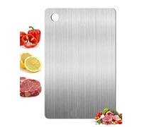 LOZTBUE Tabla de cortar de acero inoxidable 304, doble cara, con revestimiento de titanio, para carne, pan, verduras y frutas. Amplia superficie de corte, duradera e higiénica(30 x 20 cm)