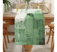 LOZULO Camino de mesa moderno salvia verde, lino estilo boho, lavable, estilo casa de campo, table runner, decoración de mesa para fiestas, al aire libre, resistente al mal tiempo, 40x140 para mesa de