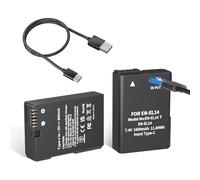 LP EN-EL14 EN-EL14a - Batería de 1600 mAh con Cable de Carga rápida USB-C para Nikon D3100 D3200 D3300 D3400 D3500 D5100 D5200 D5300 D5500 D5600 DF Coolpix PX 7000 Cámaras P7100 P7700 P7800