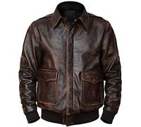 LP-FACON A2 Aviator - Chaqueta bomber de cuero envejecido marrón de la Fuerza Aérea de los EE. UU. para vuelo en cabina, XS
