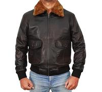 LP-FACON A2 Aviator Chaqueta Bomber de Cuero Marrón Desgastado usaf Cockpit Flight Air Force, S