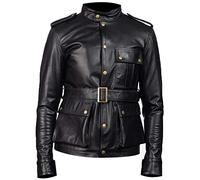 LP-FACON Abrigo de uniforme de oficial militar alemán - Chaqueta de piel clásica alemana de la Segunda Guerra Mundial, Negro, L