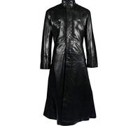 LP-FACON Neo Matrix - Gabardina negra gótica para cosplay hasta el tobillo, Piel auténtica., XL